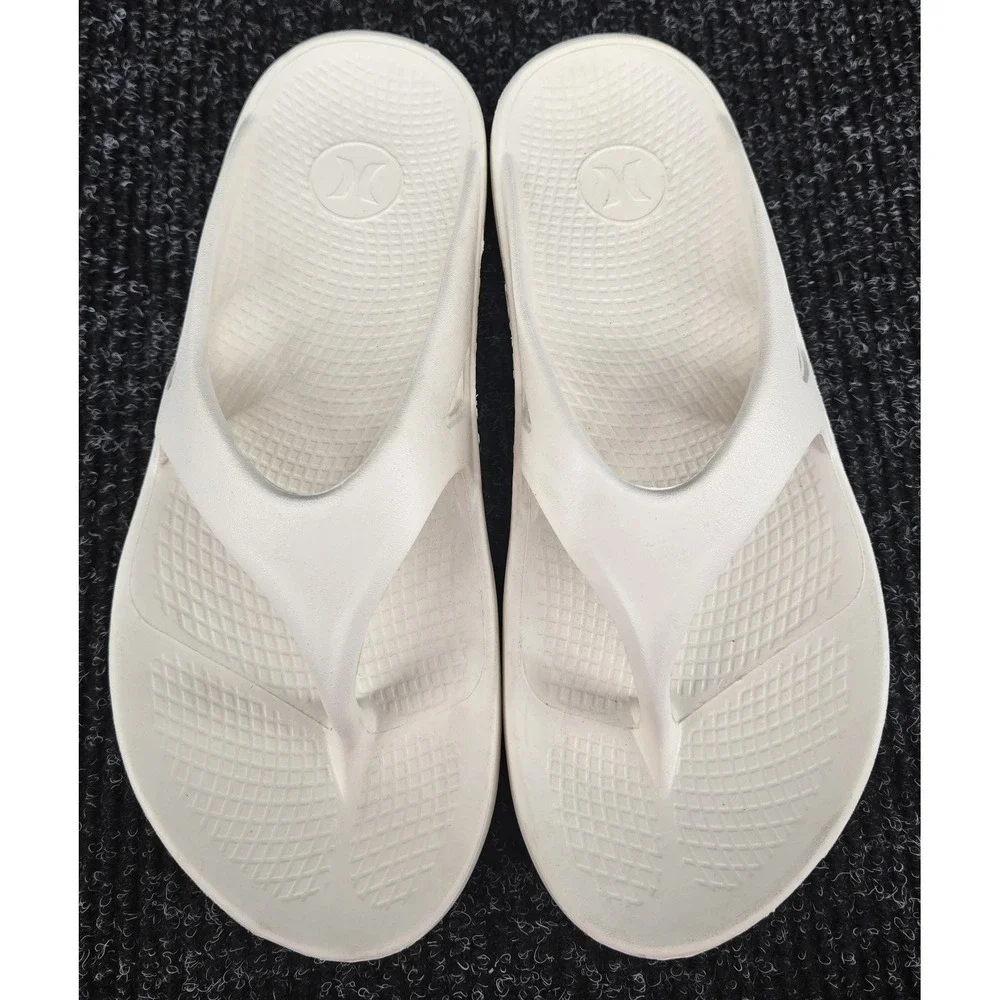 Hurley Injection Flip-Flop Men's 10 Cream Cushy Thong Sandal Beach Coastal‎